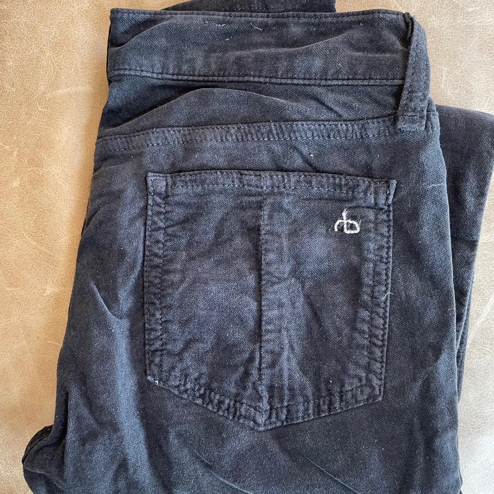 Rag & Bone charcoal velvet skinny jeans 25